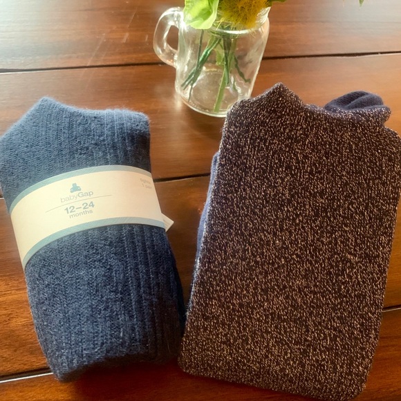 GAP Other - (2) NWT GAP TIGHTS CABLE KNIT RIBBED SPARKLE BLUE
